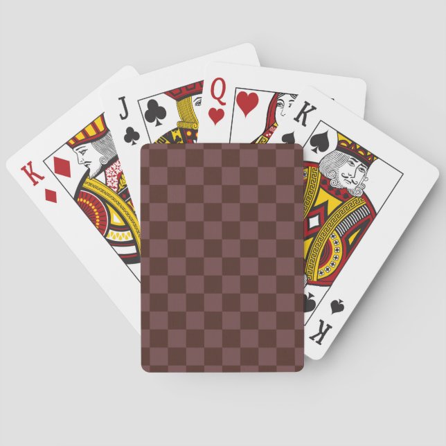 Dark Brown Chequerboard Playing Cards (Back)