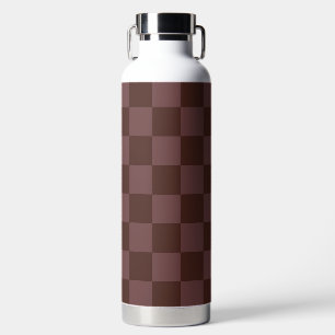 Dark Brown Chequerboard Water Bottle