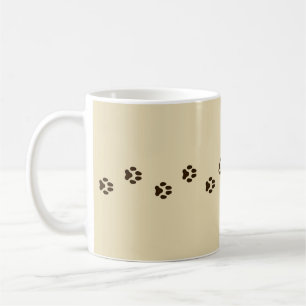 Dark Brown Dog Paw Prints Canine Tracks Tan Coffee Mug