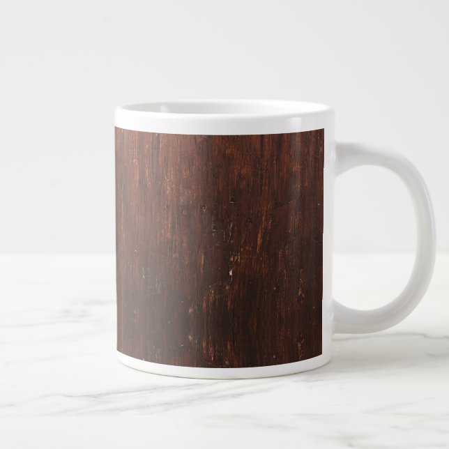 Dark Brown Faux Wood Large Coffee Mug (Right)