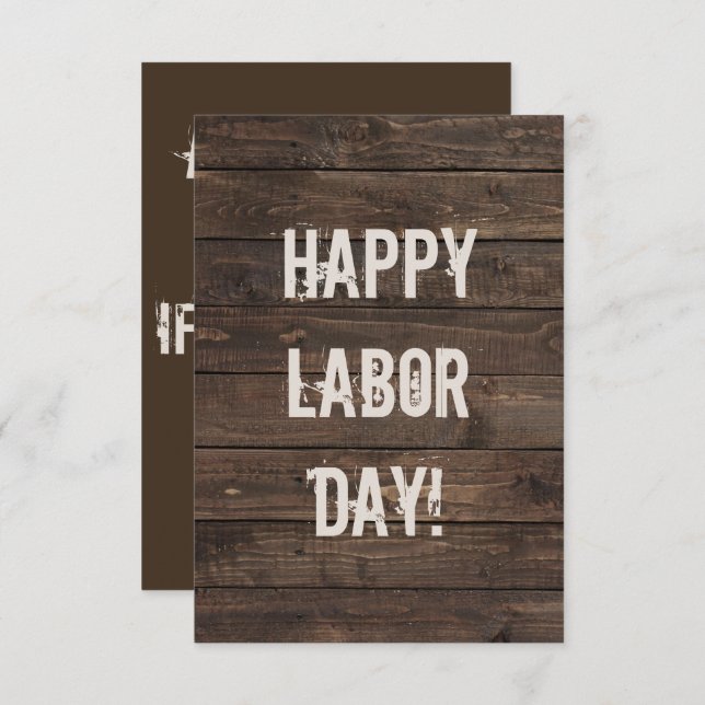 Dark Brown Faux Wood Planks | Happy Labour Day! Card (Front/Back)