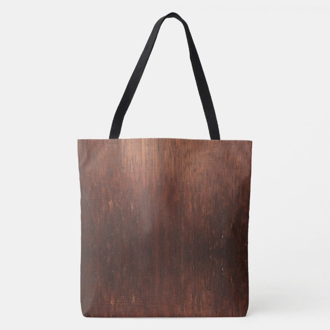 Dark Brown Faux Wood Tote Bag (Front)