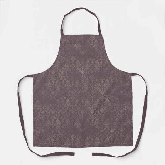 Dark Brown Floral Damask Pattern - Apron (Front)