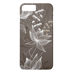Dark Brown Floral Pattern iPhone 8 Plus/7 Plus Case