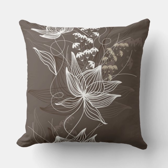 Dark Brown Floral Pattern Cushion (Front)