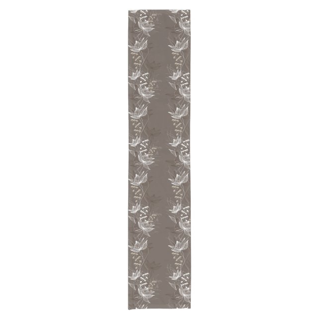 Dark Brown Floral Pattern Short Table Runner (Front)