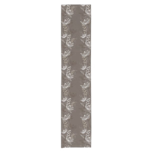 Dark Brown Floral Pattern Short Table Runner
