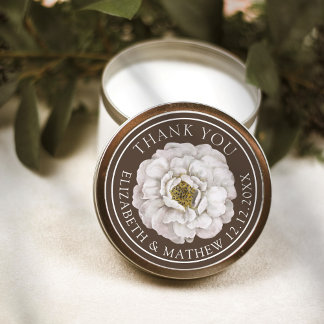 Dark Brown Floral Wedding Thank You Classic Round Sticker