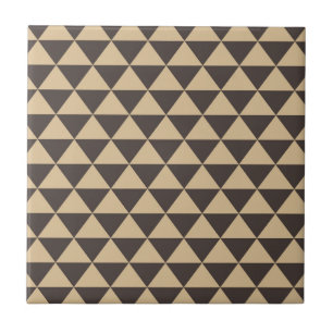 Dark Brown Geometric Triangle Pattern Ceramic Tile