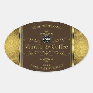 Dark Brown Gold Glitter Borders Product Label Logo