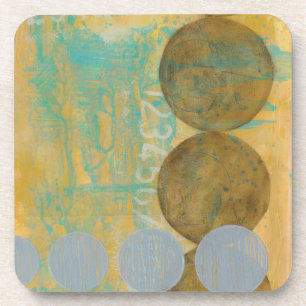 Dark Brown & Grey Circles with Numbers Numbers Coaster