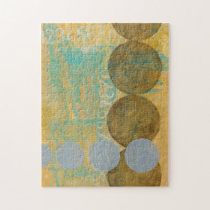 Dark Brown & Grey Circles with Numbers Numbers Jigsaw Puzzle