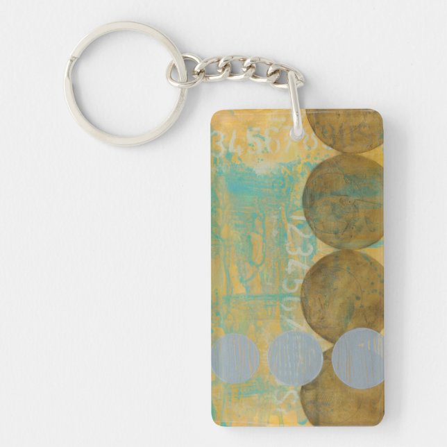 Dark Brown & Grey Circles with Numbers Numbers Key Ring (Front)
