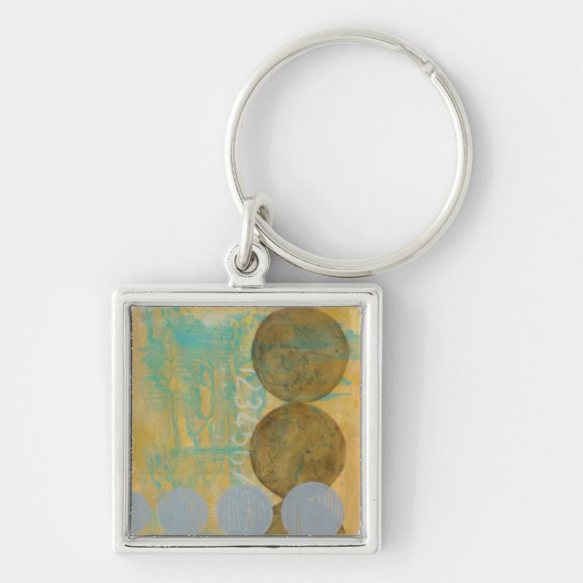 Dark Brown & Grey Circles with Numbers Numbers Key Ring (Front)