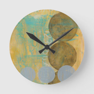 Dark Brown & Grey Circles with Numbers Numbers Round Clock