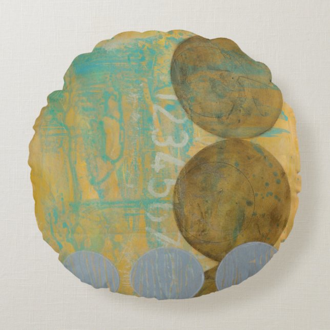 Dark Brown & Grey Circles with Numbers Numbers Round Cushion (Front)