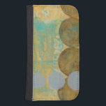 Dark Brown & Grey Circles with Numbers Numbers Samsung S4 Wallet Case<br><div class="desc">Dark brown and grey circles populate this work by Jennifer Goldberger,  set over an orange and blue background. Grey Numbers are also printed on the background. An enjoyably abstract work,  order your copy today!</div>
