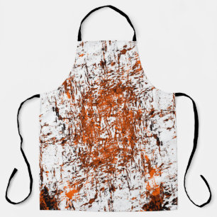 Dark brown grunge background. Black white orange o Apron