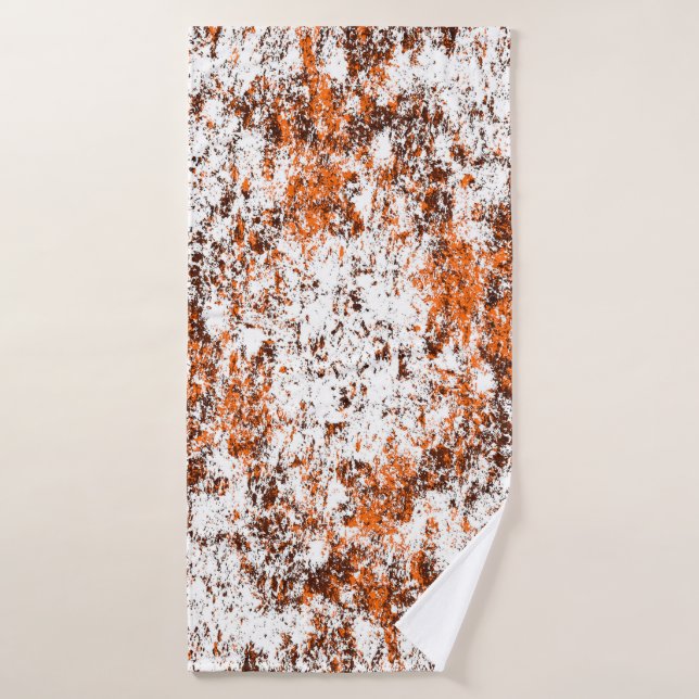 Dark brown grunge background. Black white orange o Bath Towel (Bath Towel)