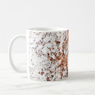 Dark brown grunge background. Black white orange o Coffee Mug