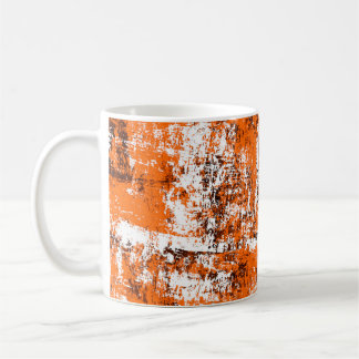 Dark brown grunge background. Black white orange o Coffee Mug