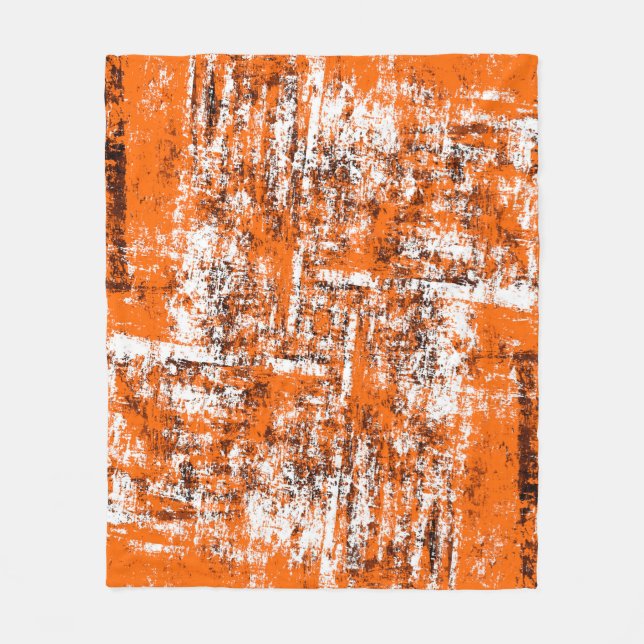 Dark brown grunge background. Black white orange o Fleece Blanket (Front)