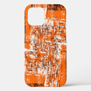 Dark brown grunge background. Black white orange o iPhone 12 Case