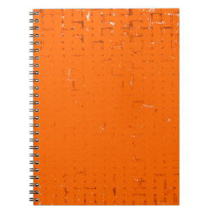 Dark brown grunge background. Black white orange o Notebook
