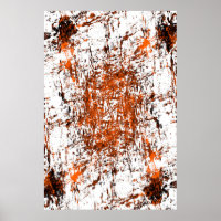 Dark brown grunge background. Black white orange o