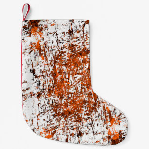 Dark brown grunge background. Black white orange o Small Christmas Stocking