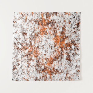 Dark brown grunge background. Black white orange o Tapestry