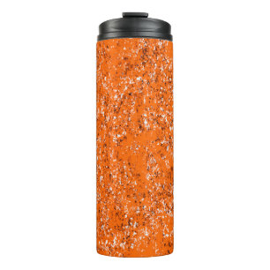 Dark brown grunge background. Black white orange o Thermal Tumbler
