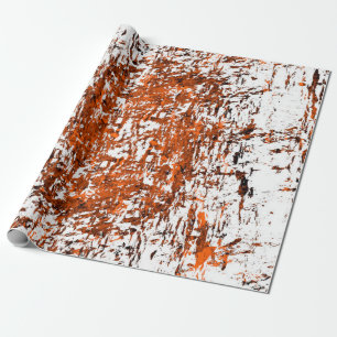 Dark brown grunge background. Black white orange o Wrapping Paper