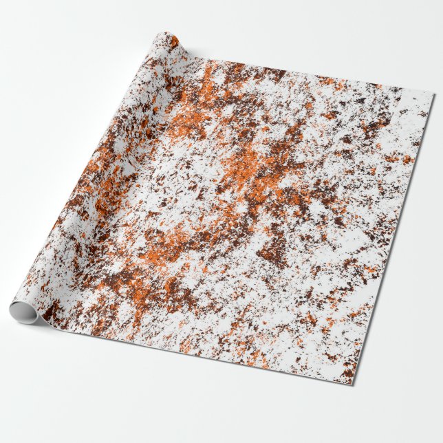 Dark brown grunge background. Black white orange o Wrapping Paper (Unrolled)