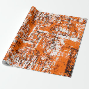 Dark brown grunge background. Black white orange o Wrapping Paper