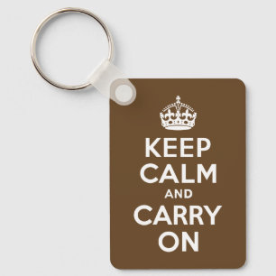 Dark Brown Keep Calm and Carry On Key Ring