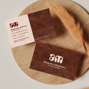 Dark Brown Leather Branding Business Card