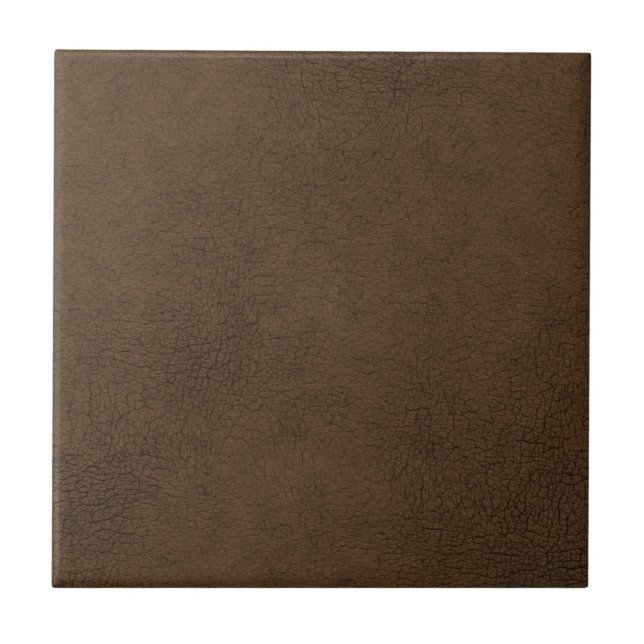 Dark Brown Leather Texture Pattern Background Ceramic Tile (Front)