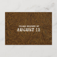 Dark Brown Leather Wedding RSVP with envelopes