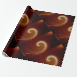 Dark Brown Light Spiral Art Wrapping Paper