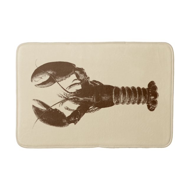 Dark Brown Lobster on Light Beige Bath Mat (Front)