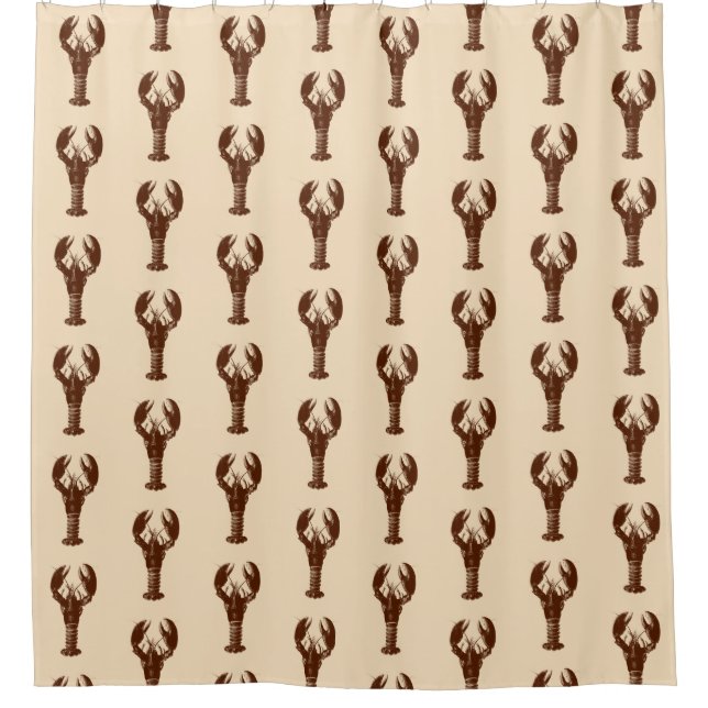 Dark Brown Lobster on Light Beige Shower Curtain (Front)