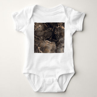 Dark Brown Marble Gold Veins Baby Bodysuit