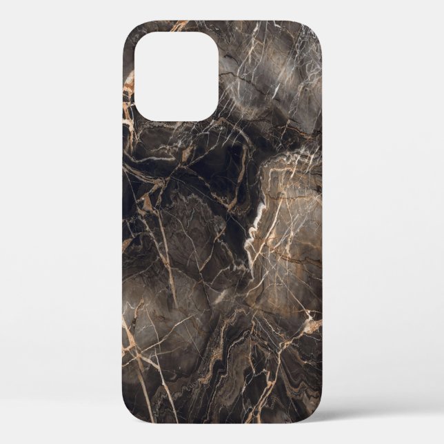 Dark Brown Marble Gold Veins Case-Mate iPhone Case (Back)