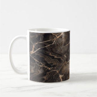 Dark Brown Marble Gold Veins Coffee Mug