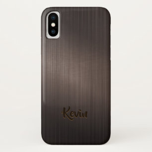 Dark Brown Metallic Background-Monogram iPhone X Case