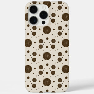 Dark Brown Micro Floral Beige iPhone 16 Pro Max Case