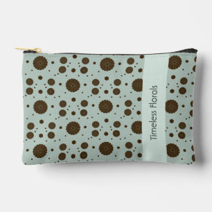 Dark Brown Micro Floral Sage Green Accessory Pouch