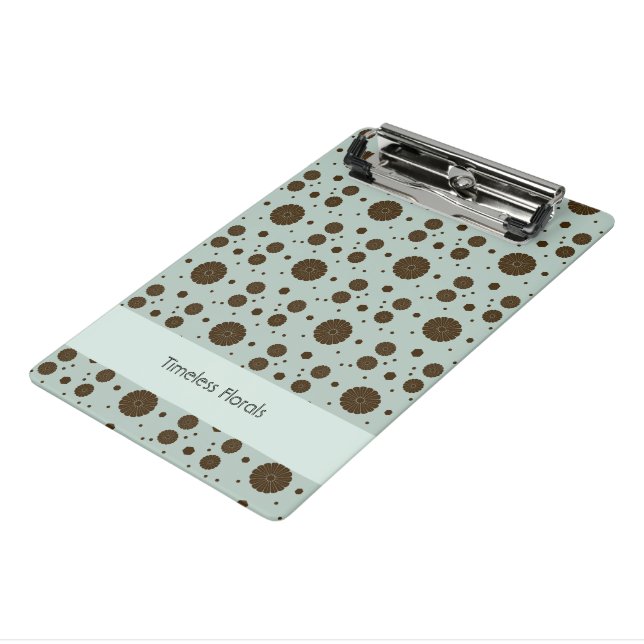 Dark Brown Micro Floral Sage Green Mini Clipboard (Angled3)