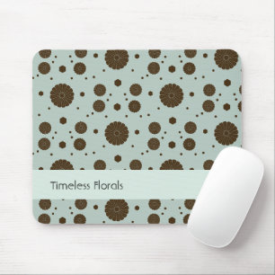 Dark Brown Micro Floral Sage Green Mouse Pad